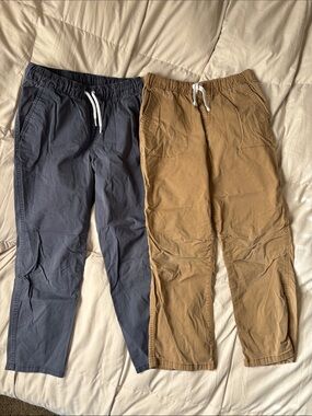 Cat & Jack Drawstring Pants Duo in Gray and Tan Two Pairs Size 12